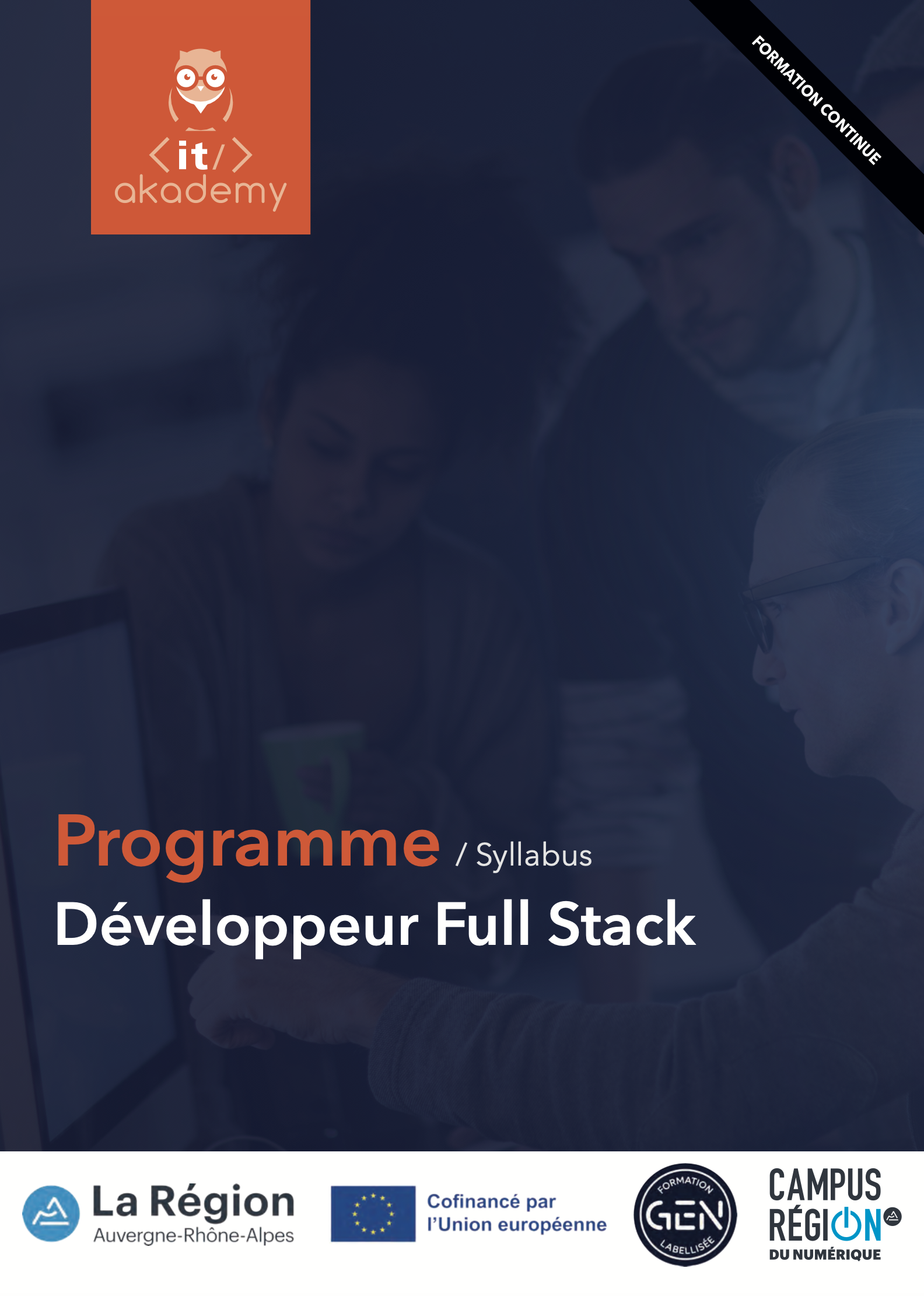 Couverture de la plaquette de présentation pour la formation Développeur Full Stack
